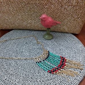 Turquoise red and navy necklace